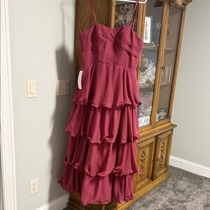 Elegant Pink Tiered Dress